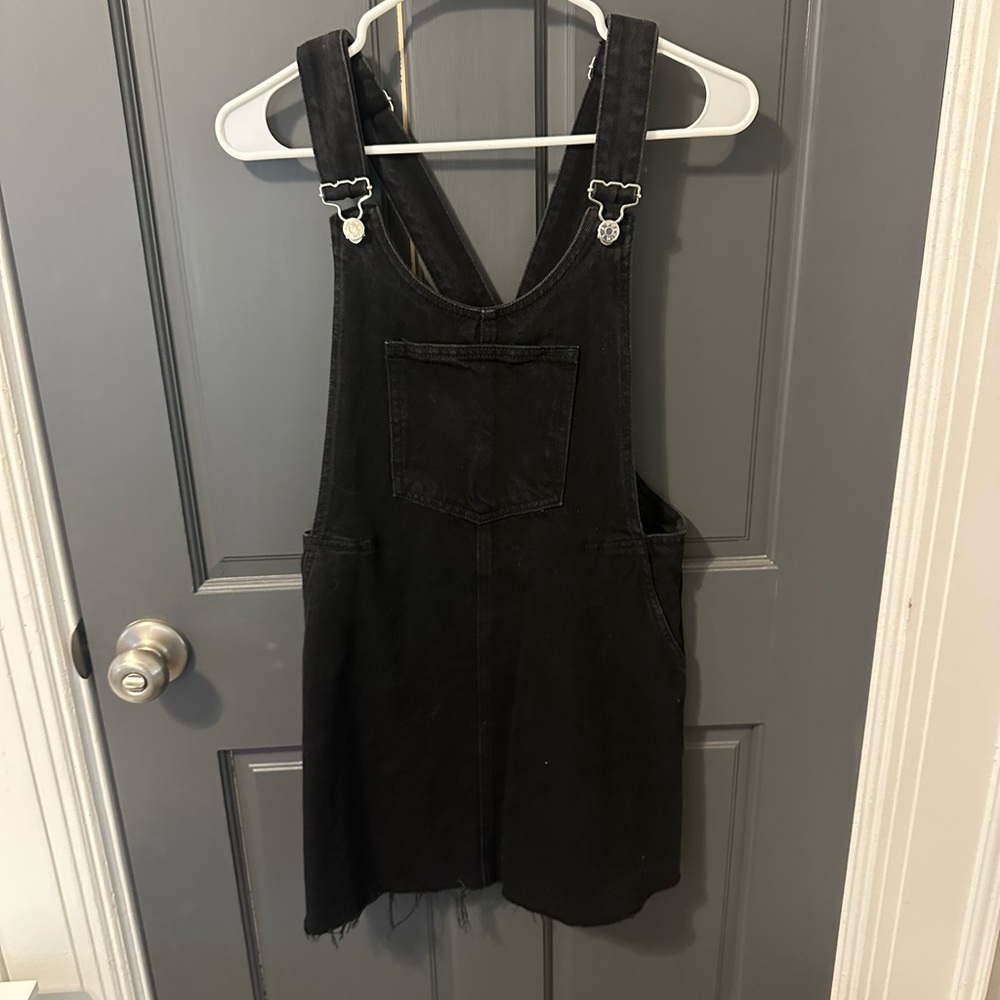 Black Denim Overall Dress